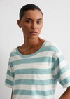 Marc O'Polo T-Shirt loose, Women, multi/ pure petrol, XS, 100% Baumwolle