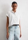 Marc O'Polo Poloshirt oversized, Damen, weiss, Gr. m, 100% Baumwolle