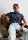 Marc O'Polo Poloshirt oversized, Damen, blau, Gr. l, 100% Baumwolle