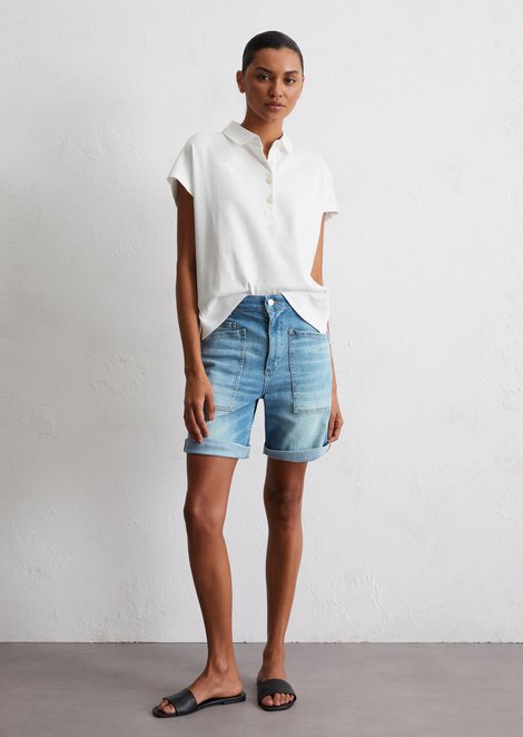 Marc O'Polo Jeans shorts vriendje, Dames, blauw, 25, 86% Katoen, 12% Polyester, 2% Elasthaan
