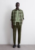 トップス NOROLL RELAX GINGAM CHECK SHIRT OLIVE NOROLL 
