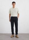 Marc O'Polo Chino model Osby jogger plooien taps toelopend, Heren, blauw, 38/32, 59% Polyester, 21% Ruw wol, 18% Viscose, 2% Elasthaan