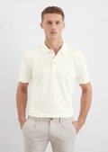 Piqué regular polo shirt with triangular structure - white