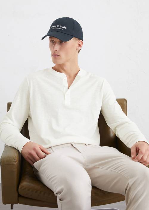 Henley-Shirt regular in softem Slub-Jersey weiss Bekleidung