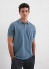 Marc O'Polo Piqué regular polo, Heren, blauw, L, 100% Katoen