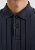 Polo shirt jersey regular with wide ribbed structure - blue Polo shirt jersey regular with wide ribbed structure - blue