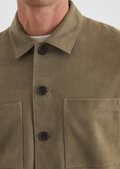 Shirt jacket regular made from soft goatskin - brown