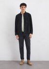 Shirt jacket regular made from soft goatskin - blue