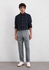 Marc O'Polo Chino model Osby Jogger taps toelopend, Heren, blauw, 34/34, 81% Katoen, 16% Linnen, 3% Elasthaan