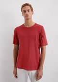 T-shirt regular made from organic cotton and linen - red