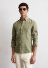 Marc O'Polo Button-down overhemd in de vorm van, Heren, groen, Xl, 100% Linnen