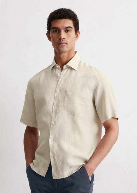 Marc O'Polo Regular shirt met korte mouwen, Heren, bruin, 3xl, 100% Linnen