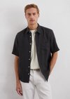 Marc O'Polo Regular shirt met korte mouwen, Heren, zwart, S, 100% Linnen