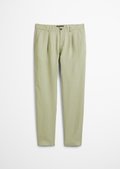 Linen pants model Osby jogger pleats with elastic waistband