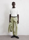 Marc O'Polo Linnen broek model Osby joggerplooien, Heren, groen, 34/30, 100% Linnen