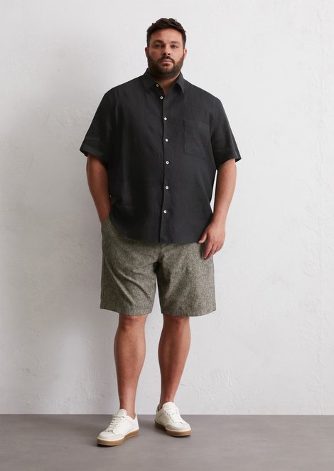 Marc O'Polo Korte broek model Reso regular, Heren, zwart, 42, 55% Linnen, 45% Katoen