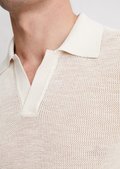 Regular knit polo shirt made from organic cotton and linen
