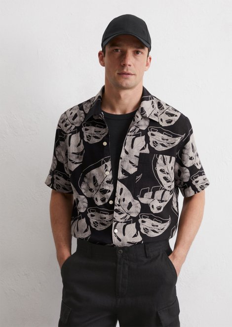 Marc O'Polo Regular shirt met korte mouwen, Heren, zwart, 3xl, 100% Linnen