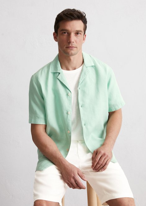 Marc O'Polo Regular shirt met korte mouwen, Heren, groen, 3xl, 100% Linnen