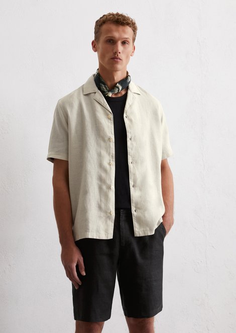 Marc O'Polo Regular shirt met korte mouwen, Heren, bruin, 3xl, 100% Linnen