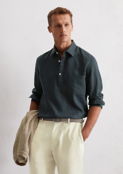 Marc O'Polo Overhemd regular, Heren, blauw, Xs, 100% Linnen