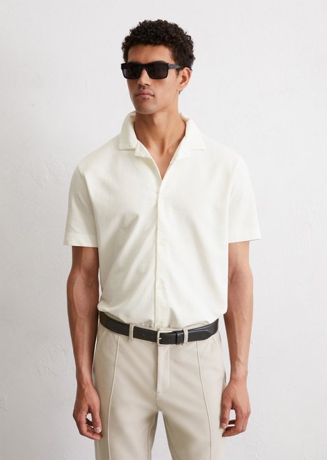 Marc O'Polo DfC seersucker jersey shirt regular, Heren, wit, 3xl, 95% Katoen, 5% Elasthaan