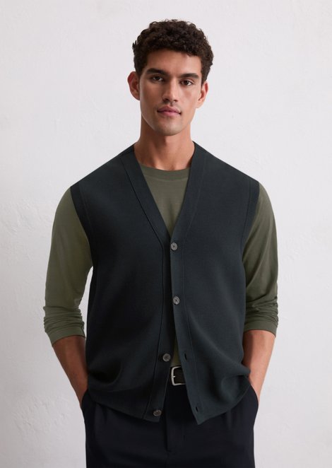 Marc O'Polo DfC Strickweste, Herren, blau, Gr. xxl, 100% Baumwolle