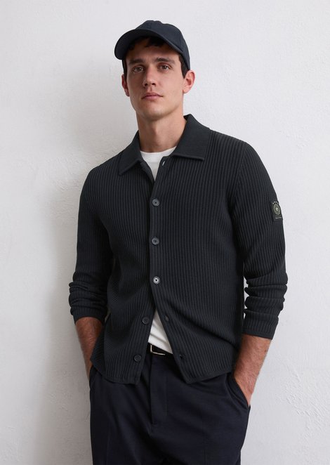 Marc O'Polo Strickshirt DFB Travel Collection, Herren, blau, Gr. xxl, 100% Baumwolle