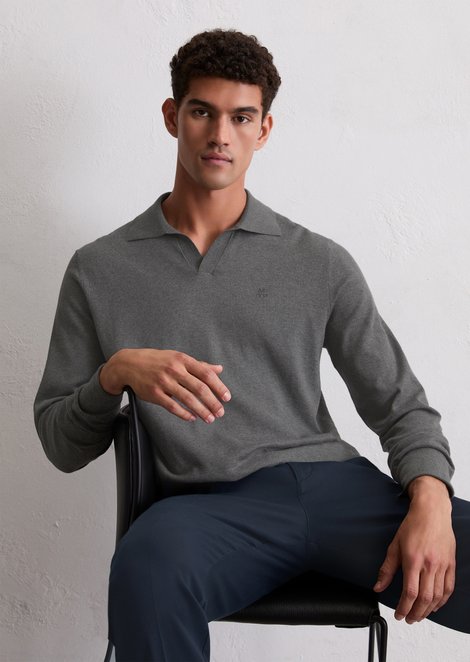 Marc O'Polo Regular polo hals trui, Heren, grijs, S, 95% Katoen, 5% Kasjmier