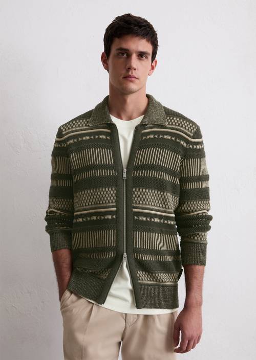 Veste en tricot avec mélange de structures verde Cardigans