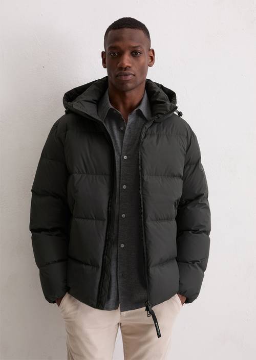 Regular puffer down jacket with detachable hood