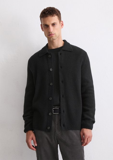 Marc O'Polo Strickjacke regular, Herren, schwarz, Gr. xl, 62% Schurwolle, 20% Baumwolle, 18% Polyamid