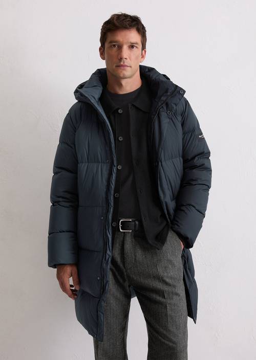 Manteau de duvet regular avec capuche généreuse bleu Doudounes