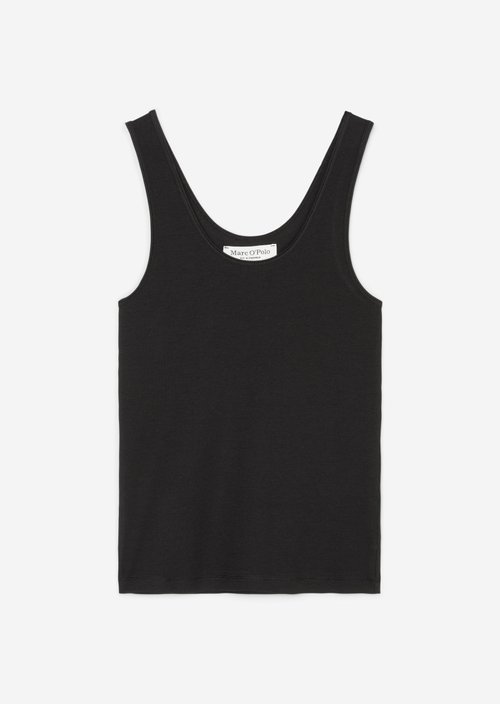 Fine rib tank top slim — Black