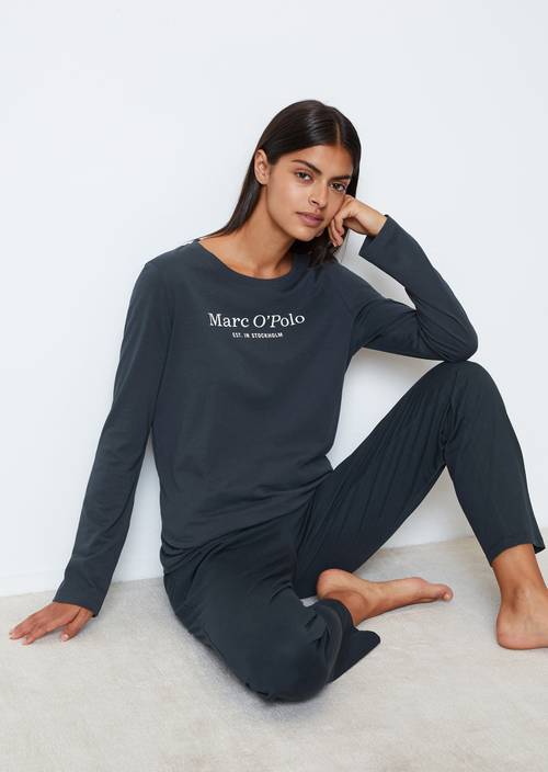 Loungeshirt met lange mouwen Dark Navy Q898 - Product afbeelding 1