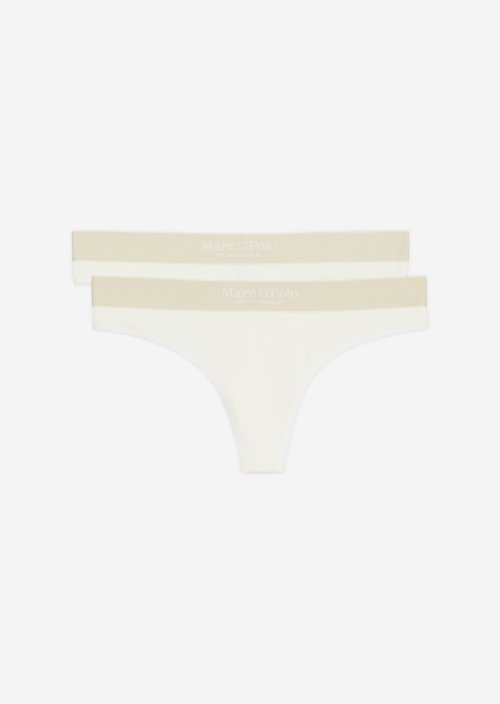Fine rib thong — White Cotton Q152