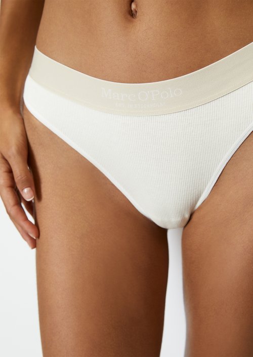 Fine rib thong — White Cotton Q152