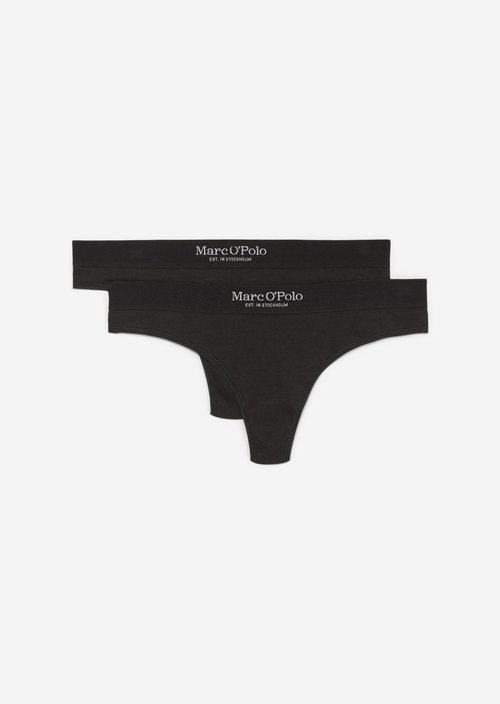Fine rib thong — Black