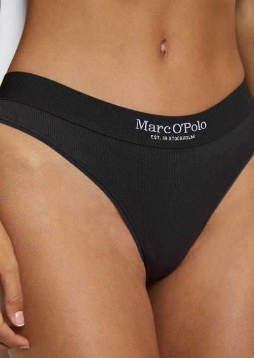 Fine rib thong — Black