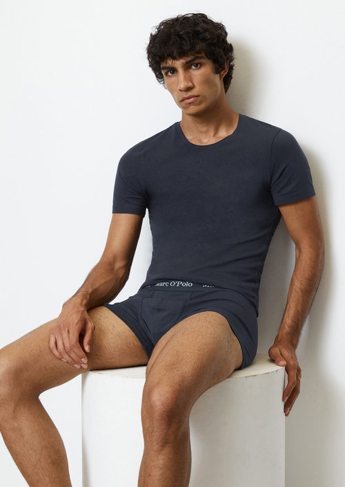 Lounge t-shirt with round neckline — Dark Navy Q898