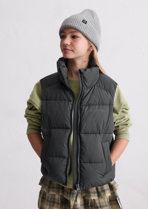 TEENS-GIRLS quilted vest — Mid Grey Denim
