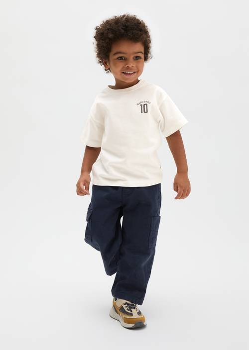 KIDS-BOYS T-Shirt White Cotton getragen am Model