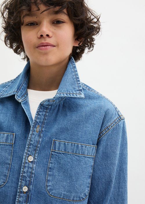 TEENS-BOYS denim overshirt — Light Blue Denim