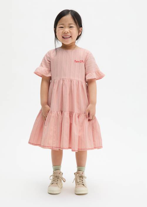 KIDS-GIRLS tiered dress Red worn on model
