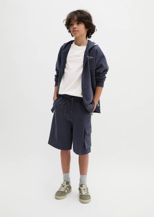 TEENS-BOYS Sweat Bermuda shorts Blue worn on model