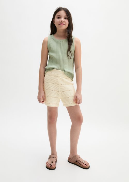 TEENS-GIRLS knitted shorts — White Cotton