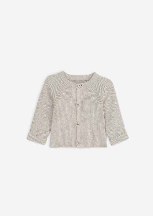 UNISEX-BABYS Cardigan Greige Mel. in Frontalansicht