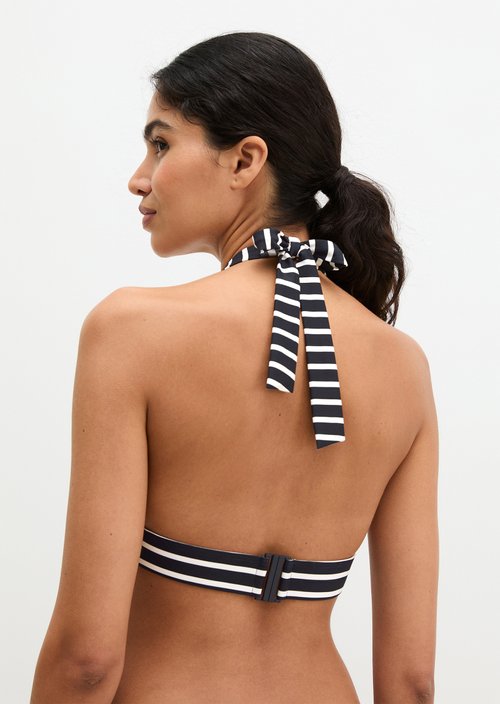 Halter neck bikini top — Dark Navy Stripe 2