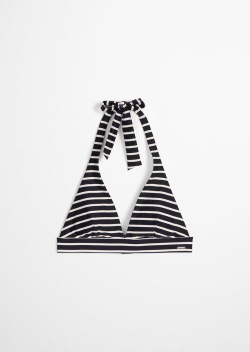 Halter neck bikini top — Dark Navy Stripe 2