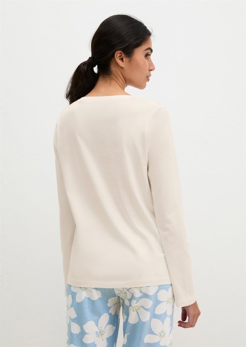 Long-sleeved lounge shirt — White Cotton Q152